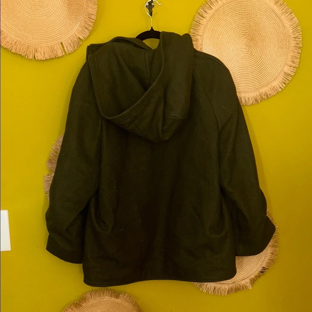 Betsy Johnson Hooded Cape pea coat-dark green - Picture 5 of 5